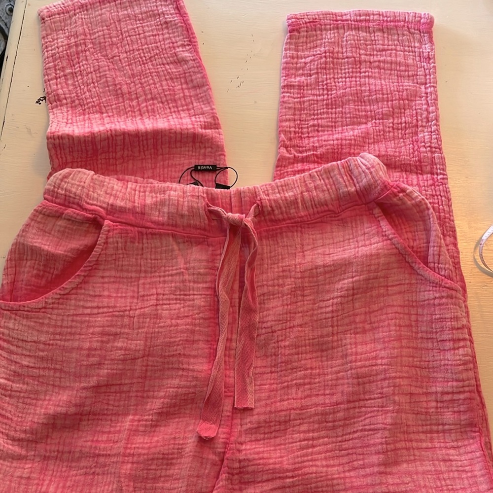 Venti6 Italy pink gauze pants with pockets and front tie string size Medium
